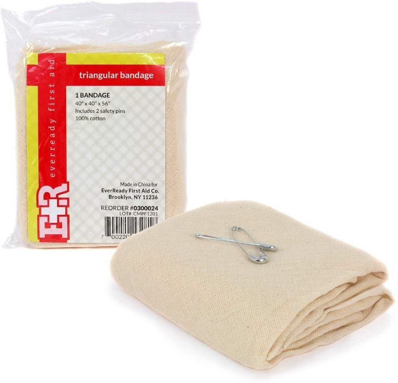 Photo 1 of Ever Ready First Aid Triangular Bandage, 40" x 40" x 56", 12 Count- 100% Cotton
