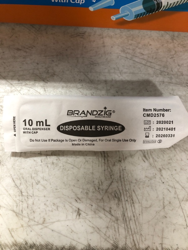 Photo 1 of 10ml Oral Syringe with Cap (100 Pack) | Oral Dispenser Without Needle, Luer Slip Tip | Individually Wrapped Medicine Dropper for Infants & Pets
