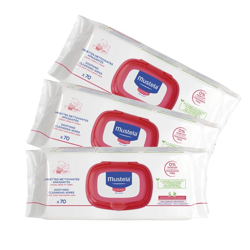 Photo 1 of Mustela Baby Soothing Wipes - Ultra Soft Cleansing Wipes for Sensitive Skin - with Natural Avocado & Schizandra Berry - Fragrance-Free & Alcohol Free - 70 ct. or 210 ct.
