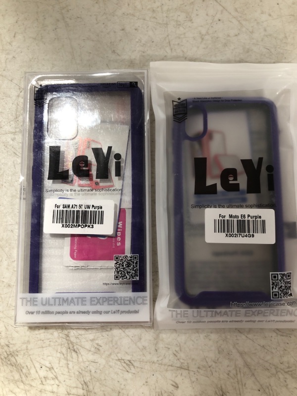 Photo 1 of LEYI SMARTPHONE CASES, SAMSUNG A71 & MOTO E6, BOTH PURPLE, LOT OF 2.
