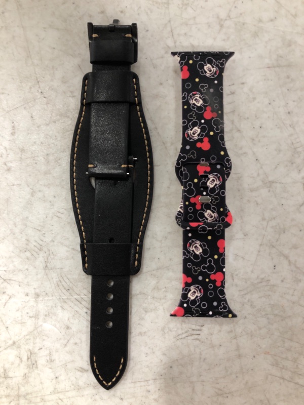 Photo 1 of SMARTWATCH BANDS, BROWN FAUX LEATHER & MICKEY MOUSE. LOT OF 2.