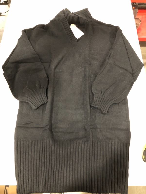 Photo 1 of BTFMB WOMEN'S V-NECK LONG SLEEVE CASUAL BLACK SWEATER, SIZE LARGE. 