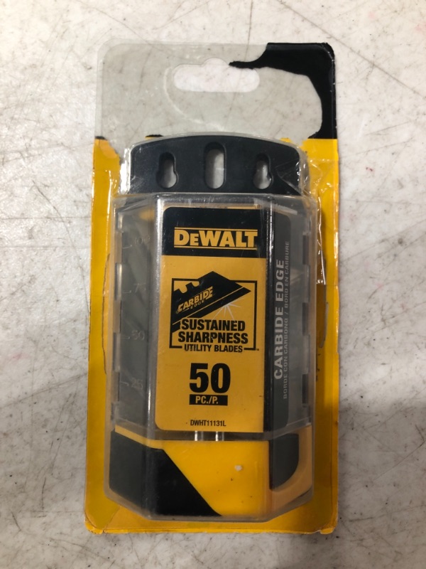 Photo 2 of DEWALT - DWHT11131L Utility Blades, 2-Point, 3/4In L, 50 Blades
OPEN PACKAGE.