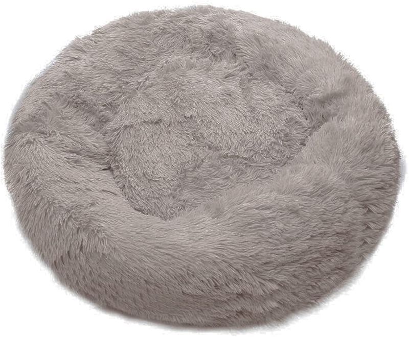 Photo 1 of Calming Dog Bed for Cats and Dogs Donut Bed Round Cushion Bed Puppy Dog Washable Plush Soft Donut Shape Bed Orthopedic Calming Fuzzy Bed