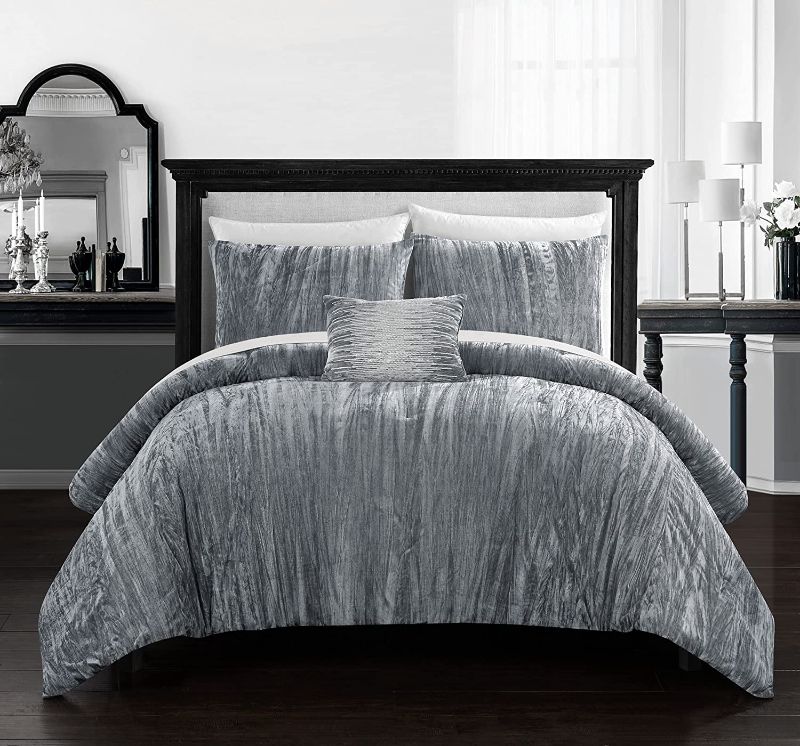 Photo 1 of Chic Home BCS12500-AN Westmont 4 Piece Comforter Set Crinkle Crushed Velvet Bedding king size 