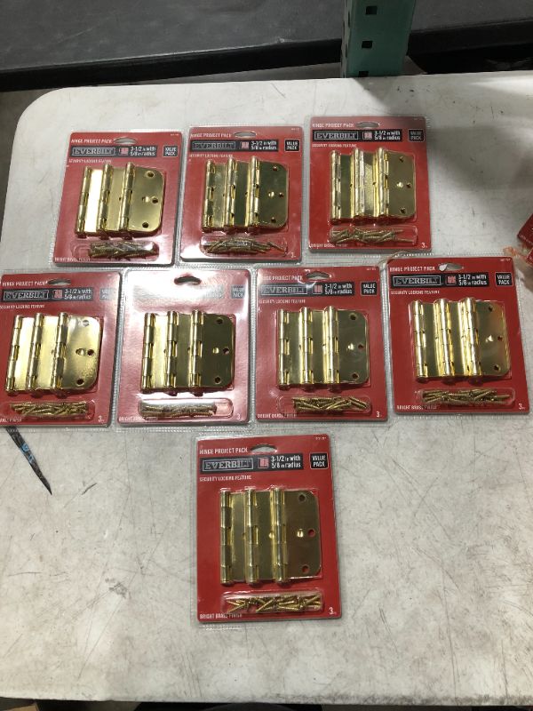 Photo 1 of  3-1/2 in. Bright Brass 5/8 in. Radius Security Door Hinges 3qty of 8 pack 
