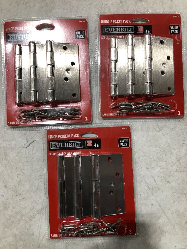 Photo 1 of everbilt 4inch hinge satin nickel 3 pack 