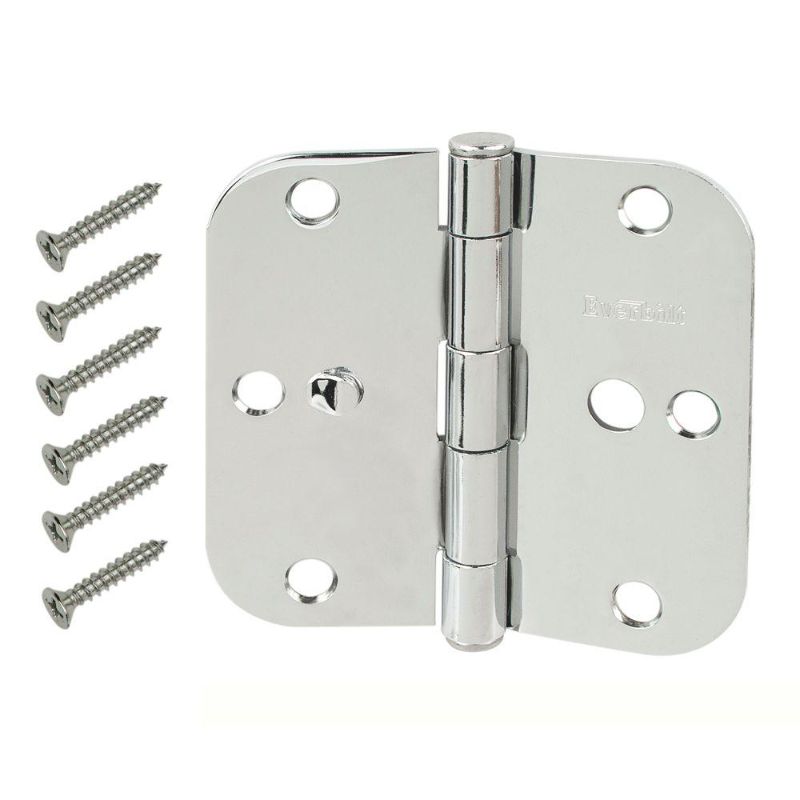 Photo 1 of Door Hinges: Hinges 3-1/2 in. Chrome 5/8 in. Radius Security Door Hinges 5 pack 

