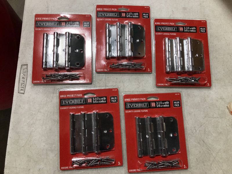 Photo 1 of Door Hinges: Hinges 3-1/2 in. Chrome 5/8 in. Radius Security Door Hinges 5 pack 

