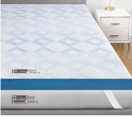 Photo 1 of BedStory Memory Foam Mattress Topper Twin, 4 Inch Gel Swirl Bed Topper with Removable Cover, Medium-Firm Foam Mattress Pad