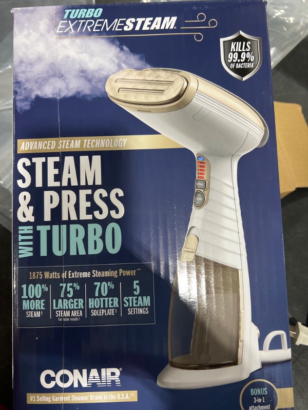 Photo 1 of Conair Turbo Extreme Steam Hand Held Fabric Steamer