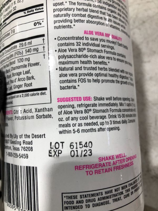 Photo 3 of AV 80 Stomach Formula 32 FL Oz by Lily of the Desert