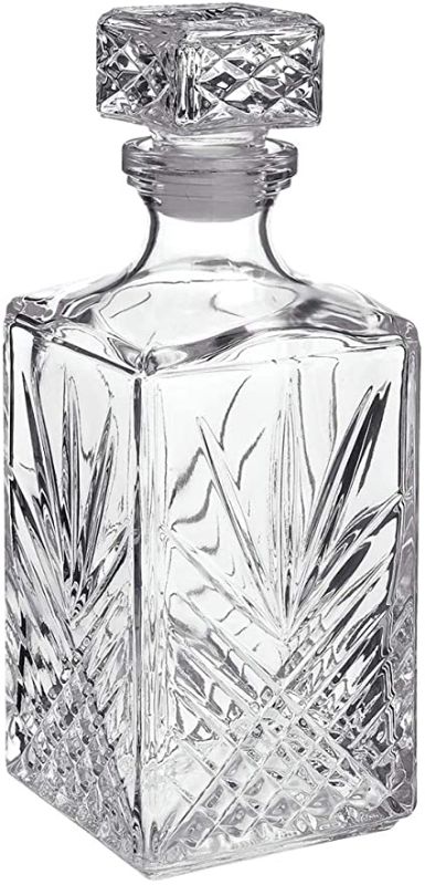 Photo 1 of Bormioli Rocco Selecta Collection Whiskey Decanter – Sophisticated 33.75oz Diamond Decanter With Starburst Detailing – For Whiskey, Bourbon, Scotch & Liquor