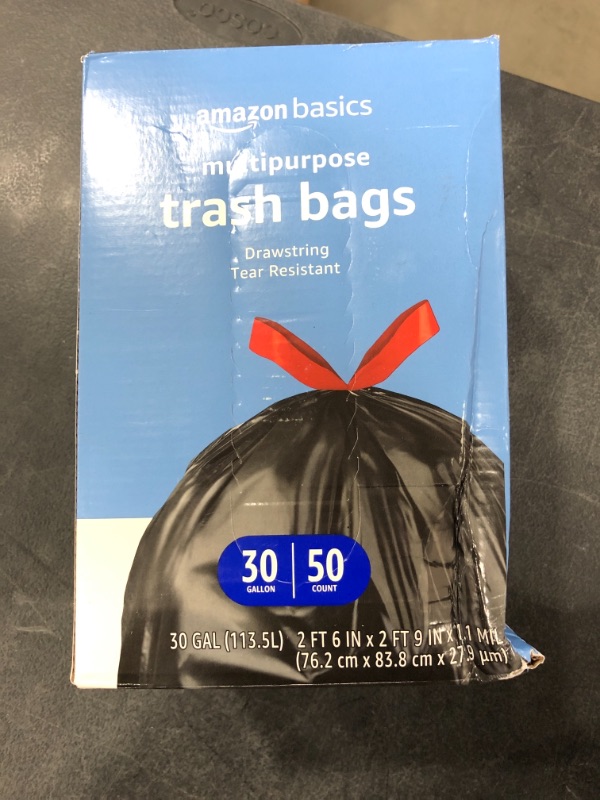 Photo 2 of Amazon Basics Multipurpose Drawstring Trash Bags, 30 Gallon, 50 Count (Previously Solimo)
