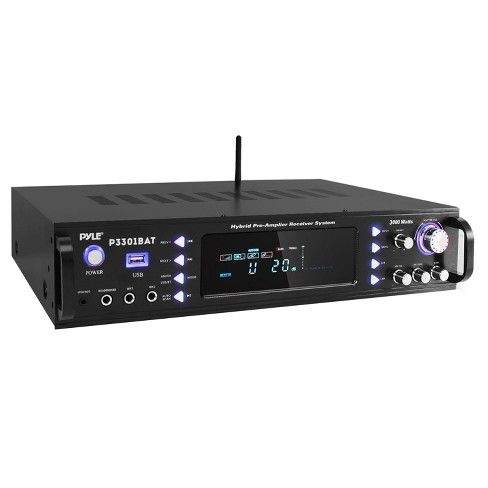 Photo 1 of Pyle P3301BAT 3000 Watt Pro Audio Wireless Multi Channel Bluetooth Amplifier Receiver with MP3/USB/SD/AUX Input, FM Radio, and Remote Control, Black
