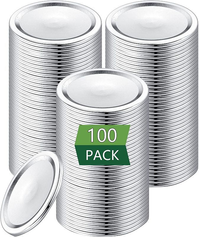 Photo 1 of 2 packs100-Count,[Wide Mouth] Canning Lids for Ball, Kerr Jars - Split-Type Metal Mason Jar Lids for Canning - Food Grade Material, 100% Fit & Airtight for Regular Mouth Jars (100 pcsWide Mouth)
