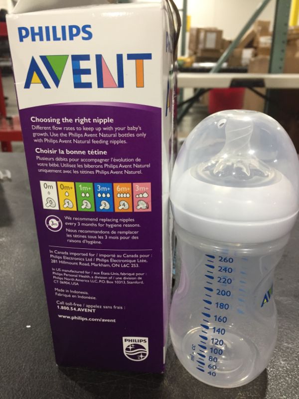 Photo 2 of Philips Avent Natural Baby Bottle, Clear, 9 Ounce, 4 Pack, SCF013/47
