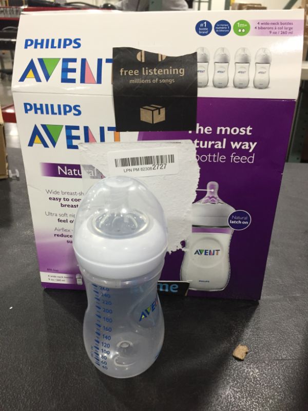 Photo 4 of Philips Avent Natural Baby Bottle, Clear, 9 Ounce, 4 Pack, SCF013/47
