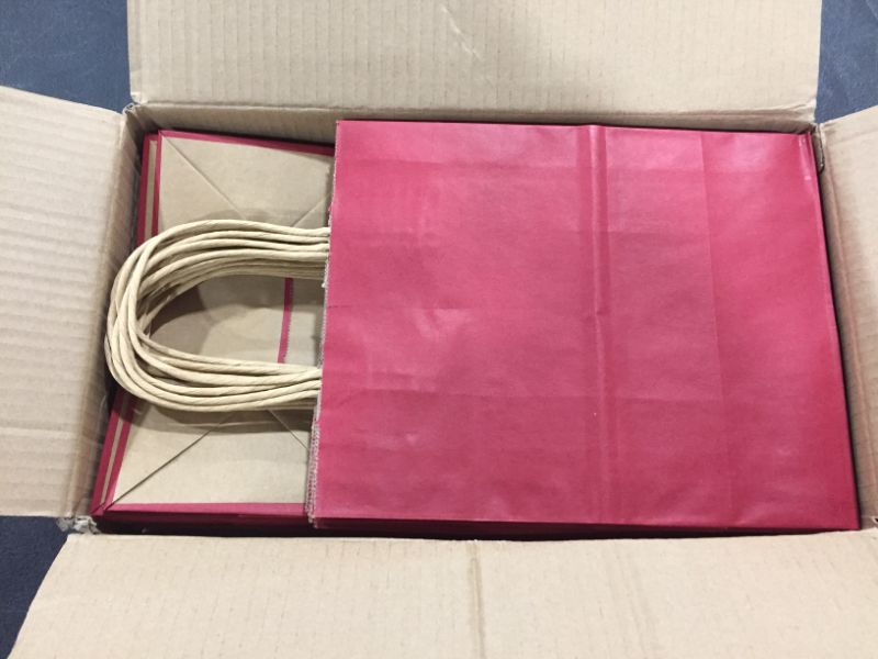 Photo 1 of 50 Pack Red Paper Bags with Handles Bulk, Bagmad Small Size Kraft Bags, Gift Bags, Party Favors, Grocery Retail Shopping Bags, Wedding, Craft Bags, Cub Sacks (Red 50)
