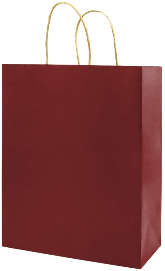 Photo 1 of 50 Pack Red Paper Bags with Handles Bulk, Bagmad Small Size Kraft Bags, Gift Bags, Party Favors, Grocery Retail Shopping Bags, Wedding, Craft Bags, Cub Sacks (Red 50)
