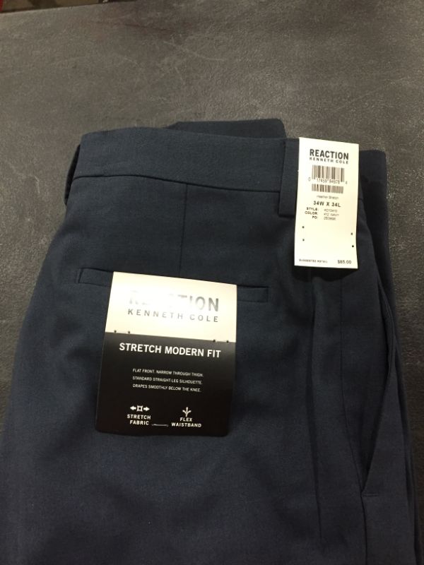 Photo 4 of Kenneth Cole Reaction Men's Stretch Modern-Fit Flat-Front Pant
size 34x34