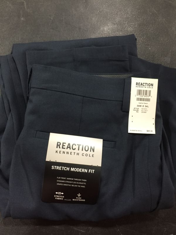 Photo 2 of Kenneth Cole Reaction Men's Stretch Modern-Fit Flat-Front Pant
size 34x34