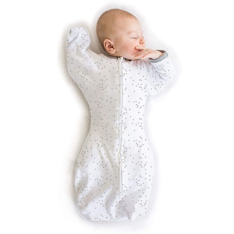 Photo 1 of Amazing Baby Transitional Swaddle Sack with Arms Up Half-Length Sleeves and Mitten Cuffs, Confetti, Sterling, Small, 0-3 Months (Parents’ Picks Award Winner, Easy Transition with Better Sleep)
