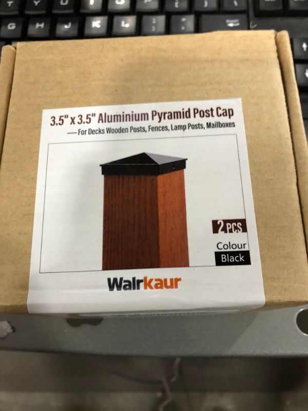 Photo 2 of 3.5"x3.5" Aluminum Pyramid Fence Post Cap with High Temperature Powder Coating, for Decks Wooden Posts, Fences, Lamp Posts, Mailboxes (2 Pack-Black)
