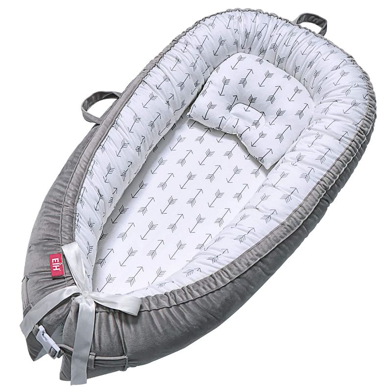 Photo 1 of EIH Baby Nest,Baby Lounger Co-Sleeping Baby Bassinet for Bed Newborn Lounger 100% Soft Cotton Breathable and Portable Crib with Pillow Perfect for Traveling and Napping (Arrow)
