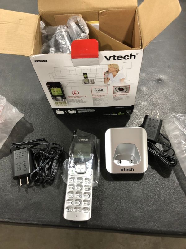 Photo 1 of VTech CS6529-2 DECT 6.0 Phone Answering System with Caller ID/Call Waiting, 2 Cordless Handsets, Silver/Black
