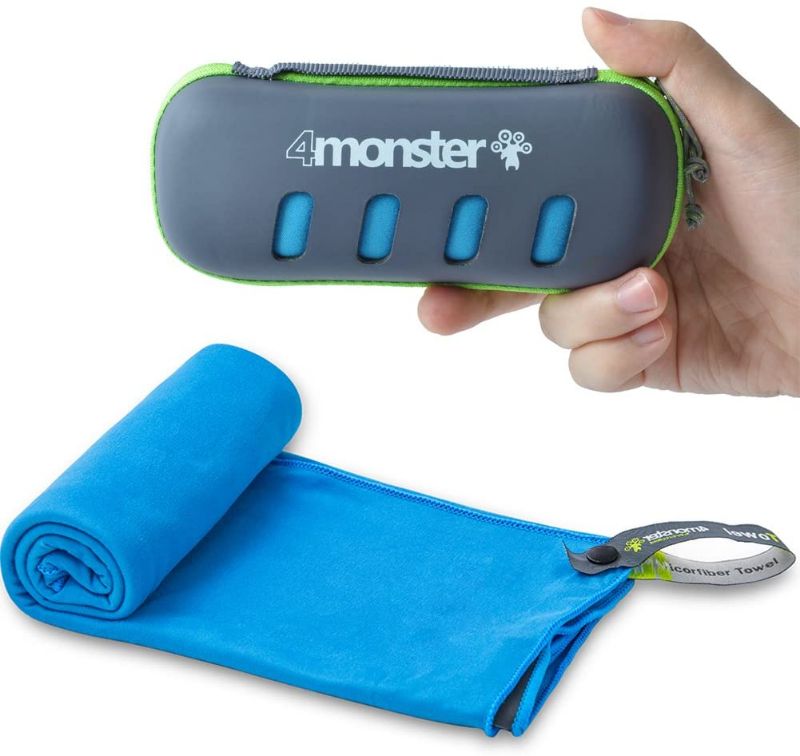 Photo 1 of 4Monster Microfiber Towel, Travel Towel, Camping Towel,Small Size 15.7¡Á31.5', Fast Drying, Soft Light Weight,Suitable for Gym, Beach, Swimming, Backpacking and More
