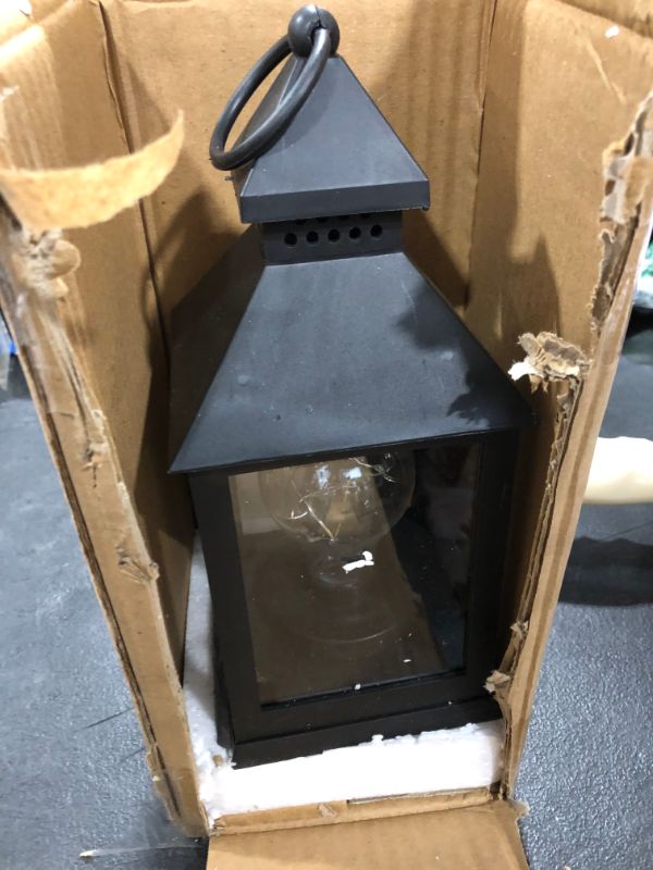 Photo 1 of 10.4”H Decorative Plastic Black Lantern with 6Hours Timer and Traditional Bulb Inside Using Battery for Indoor and Outdoor Hanging Lantern Decor for Home Party 
