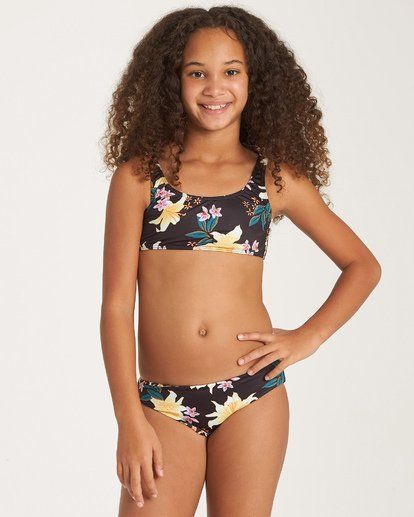 Photo 1 of Billabong Kids Wild Side Tie Tank Two-Piece Swim (Little Kids/Big Kids) (Multi) Girl's Swimwear Sets Size 4
