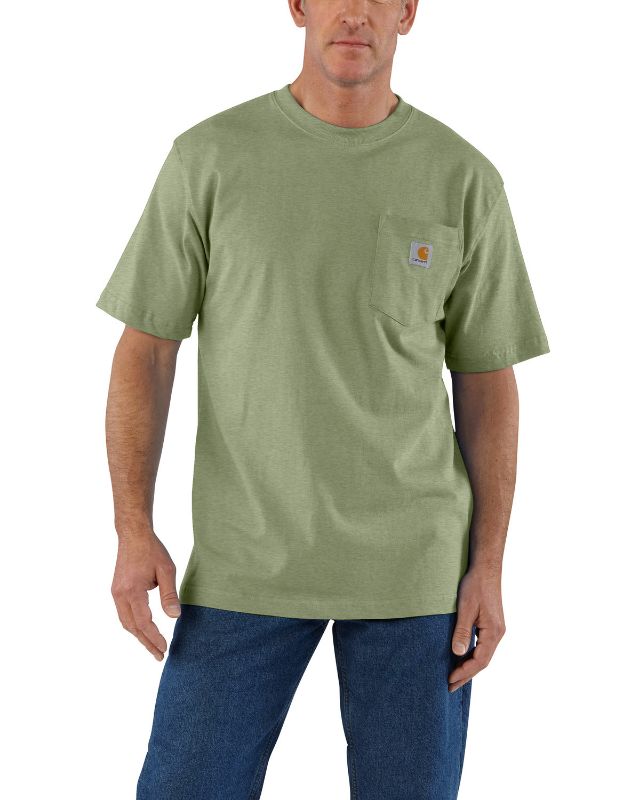 Photo 1 of CARHARTT MEN'S GREEN WORKWEAR POCKET SHORT SLEEVE WORK T-SHIRT - BIG 2xl
