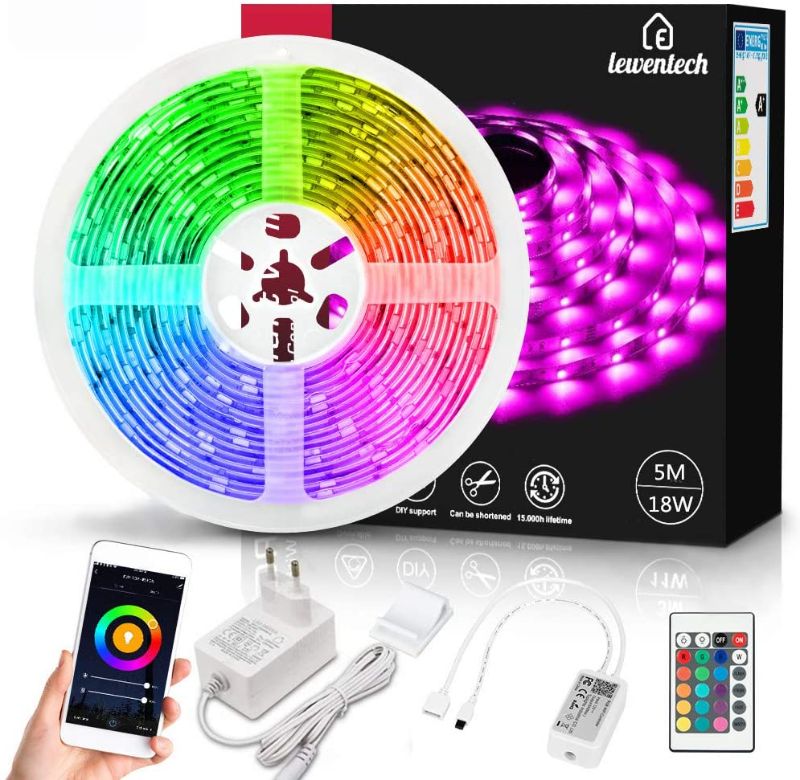 Photo 1 of 3pack | LED Strip Lights Music Sync Color Changing RGB LED Light Strip 16.4ft SMD5050 Waterproof 20-Key Remote + Sensitive Built-in Mic Led Lights for Bedroom Room Party
