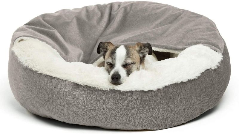 Photo 1 of Best Friends by Sheri Cozy Cuddler Luxury Orthopedic Dog and Cat Bed with Hooded Blanket for Warmth and Security - Machine Washable, Water/Dirt Resistant Base