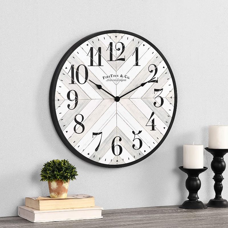 Photo 1 of FirsTime & Co. Farmhouse Lath 20" Wall Clock, American Designed, Gray, 1.5 x 20 x 20, (27726), Plastic
