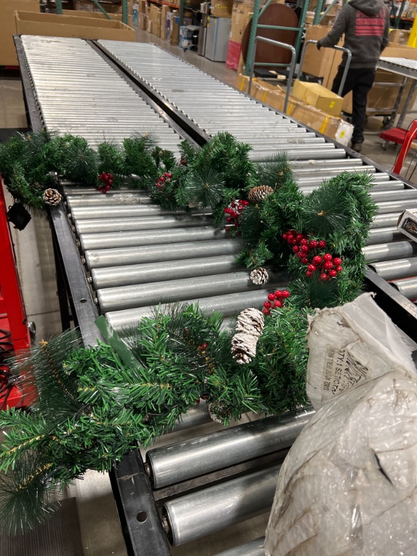 Photo 2 of BullStar 6feet Christmas Decorations Christmas Garland with Lights Artificial Wreath with Red Berries and Pinecones Xmas Decorations for Stairs Wall Door (6FT, with Lights)
