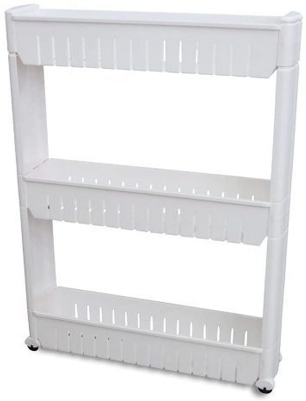 Photo 1 of  Slim Slide Out Storage Tower White, 3-Tier 
 21 1/2"x5"x29 1/4" 