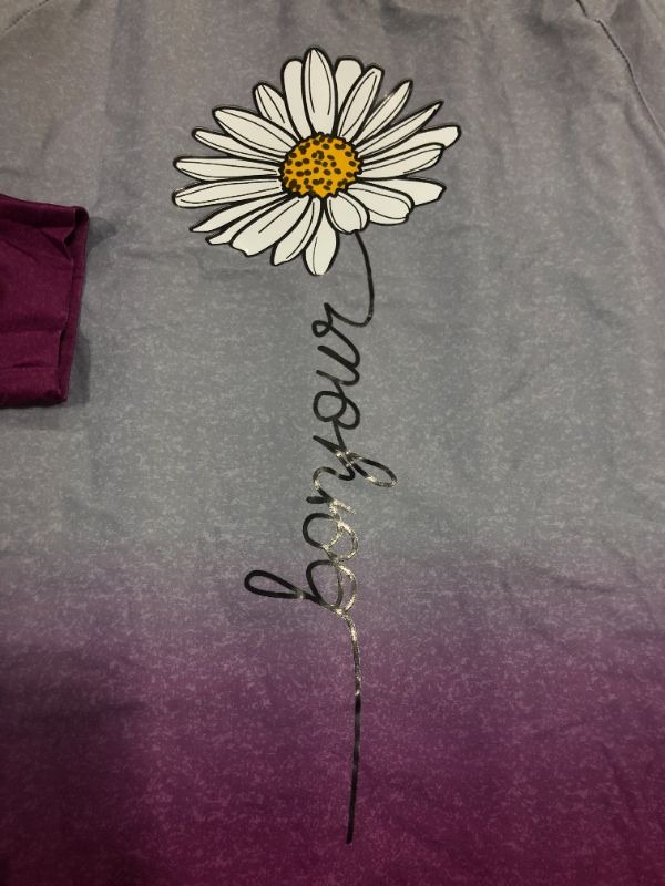 Photo 1 of Womens gradient long sleeve "bonjour" sunflower T-shirt (XL)