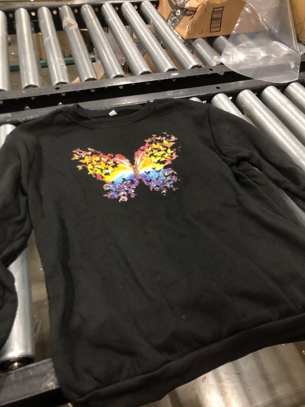 Photo 2 of Kids Black Butterfly Crewneck Sweater (XL)