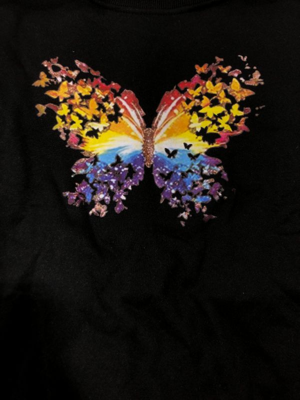 Photo 1 of Kids Black Butterfly Crewneck Sweater (XL)