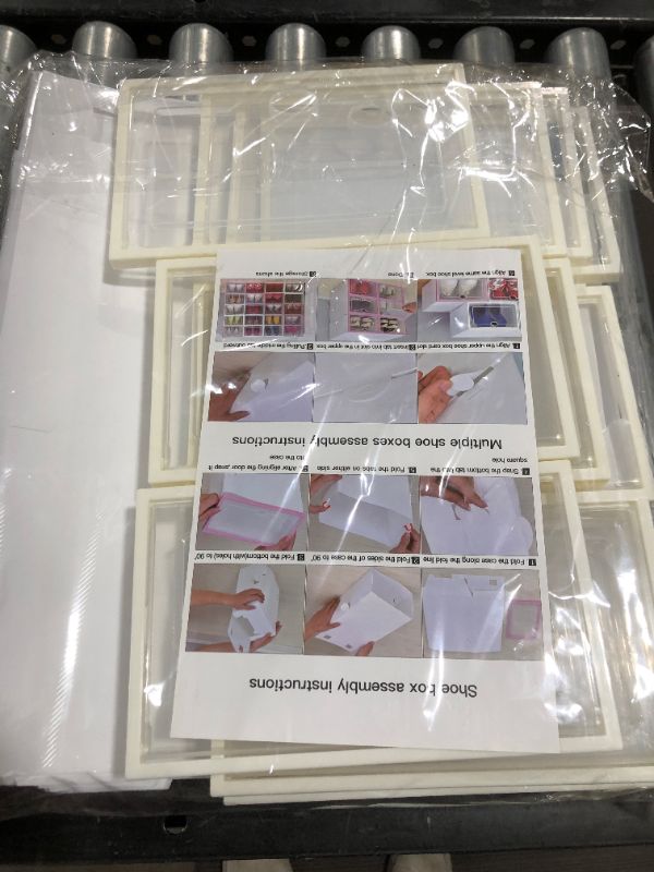 Photo 2 of 12Pcs Foldable Shoe Box Storage Plastic Transparent Case Stackable Organizer
