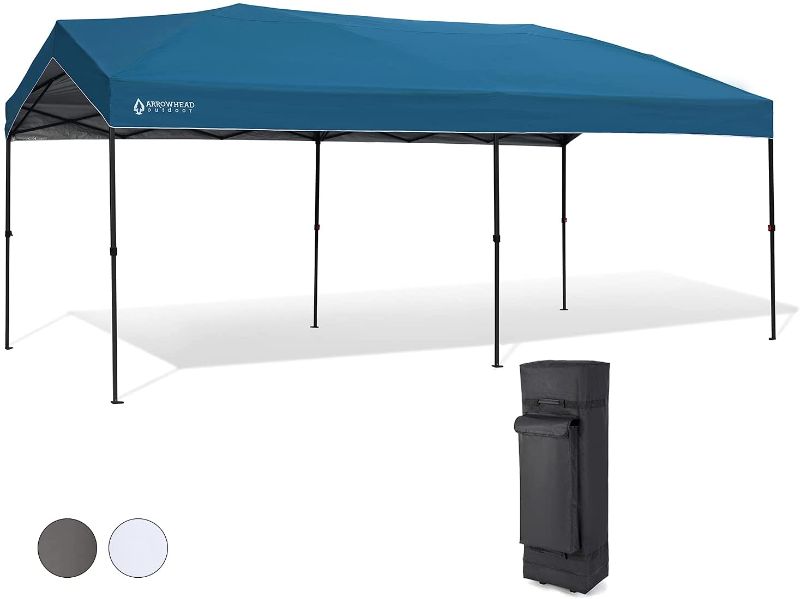 Photo 1 of Arrowhead Outdoor 10’x20’ Pop-Up Canopy & Instant Shelter, Easy One Person Setup, Water & UV Resistant 300D Fabric, Push Button Legs, Wheeled Carry Bag, Guide Ropes & Stakes Included, USA-Based
