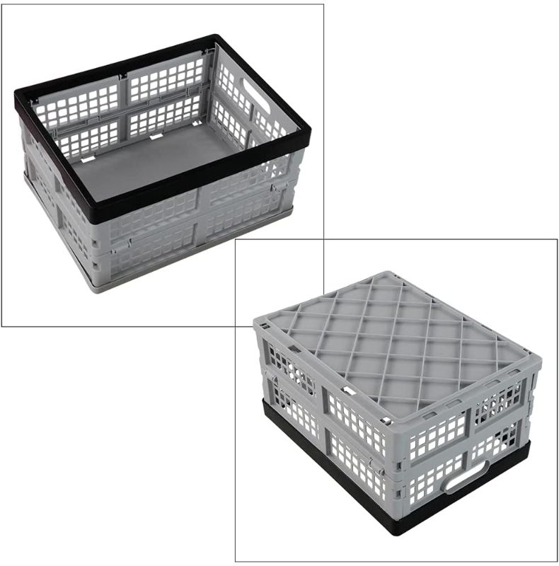 Photo 1 of  Set of 3 Plastic Folding Crate Storage Crates Box, Stack Collapsible Basket, 