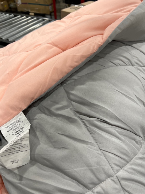 Photo 2 of Basic Beyond Down Alternative Comforter Set (King, Coral/Grey) - Reversible Bed Comforter with 2 Pillow Shams for All Seasons
