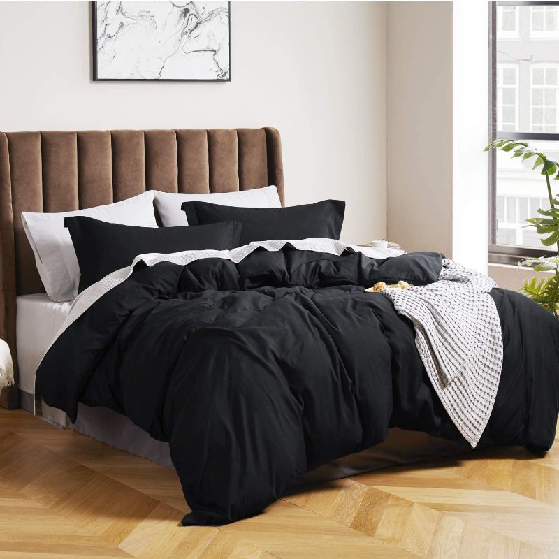 Photo 1 of Bedsure Black Duvet Cover King Size - Brushed Microfiber Soft King Duvet Cover Set 3 Pieces with Zipper Closure, 1 Duvet Cover 104x90 inches and 2 Pillow Shams
