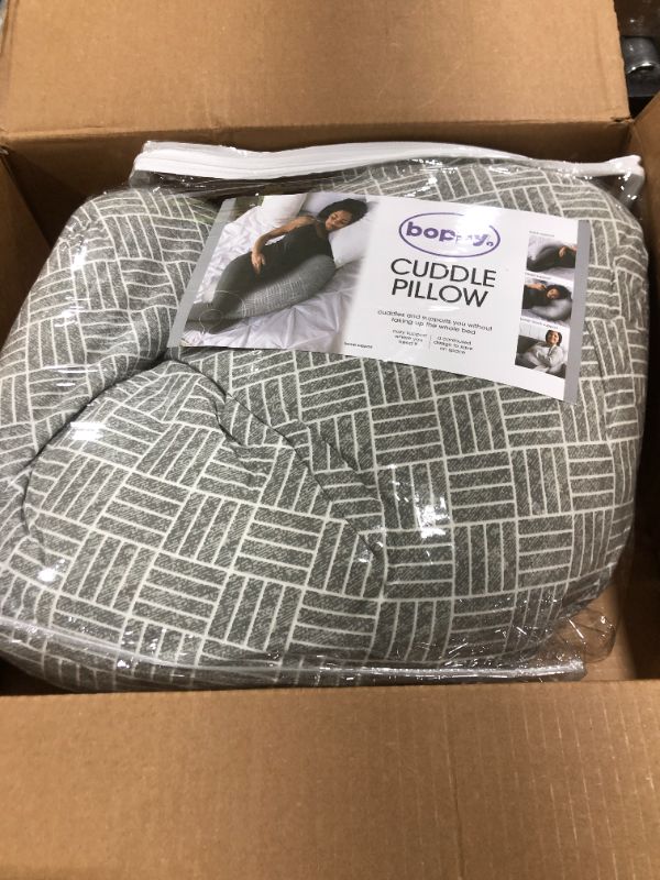 Photo 2 of Boppy Cuddle Pillow with Removable Pillow Cover - Gray Basket Weave