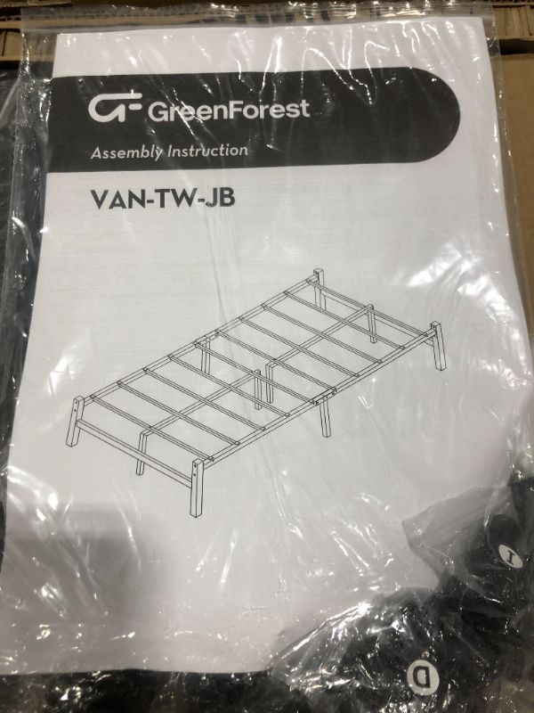 Photo 3 of GreenForest Bed Frame Twin Size 14 inch, Heavy Duty Metal Platform Bed Base Mattress Foundation Boxspring Replacement, Black
