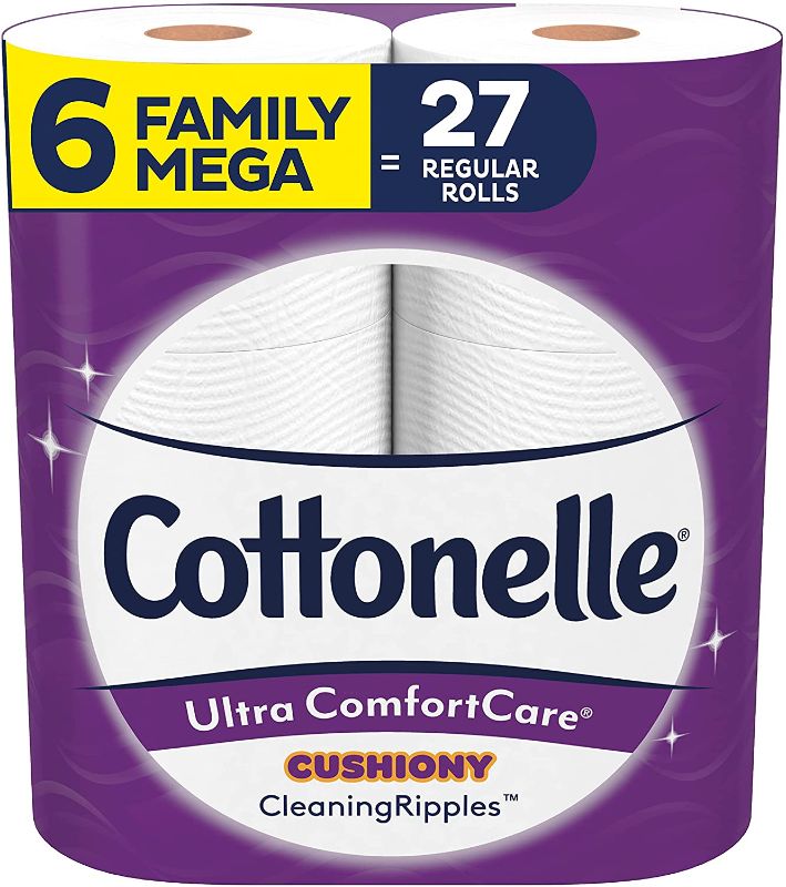 Photo 1 of Cottonelle Ultra ComfortCare Toilet Paper with Cushiony CleaningRipples, 6 Family Mega Rolls, Soft Bath Tissue (6 Family Mega Rolls = 27 Regular Rolls)
